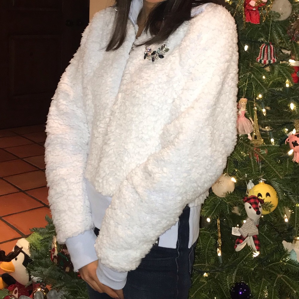 victoria’s secret PINK blue sherpa half-zip